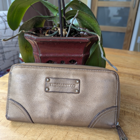 Tignanello Handbags - Tignanello Metallic Gold Leather Wallet